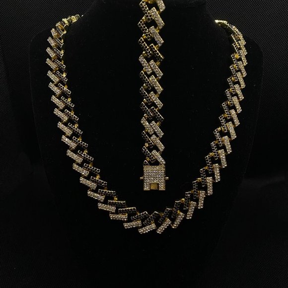 14k Gold Plated Necklace Bracelet  Set - Picture 1 of 2
